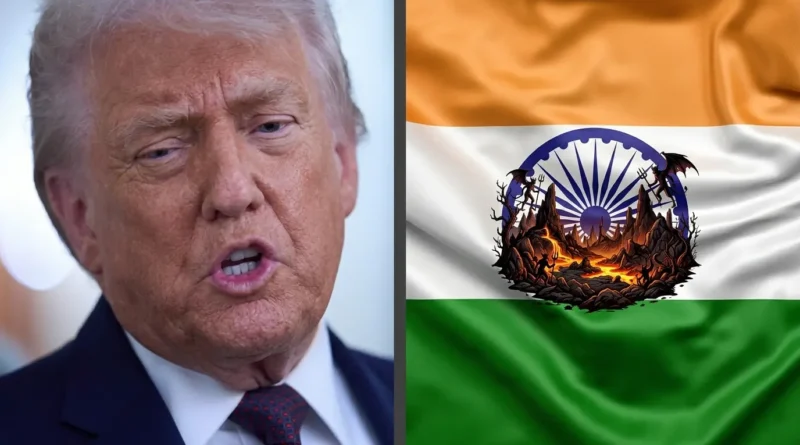 Donald Trump and Indian Flag with Hellhole concept representation for news thumbnail