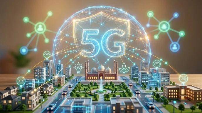 A glowing network infrastructure spreading across a modern city landscape.