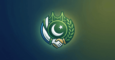 A conceptual globe with the official map of Pakistan (including Kashmir) and the symbols of Pakistan, Iran (Persian Lion), and the USA, representing Pakistan's diplomatic role.