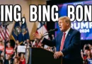Donald Trump speaking at a rally with large Bing Bing Bong text overlay