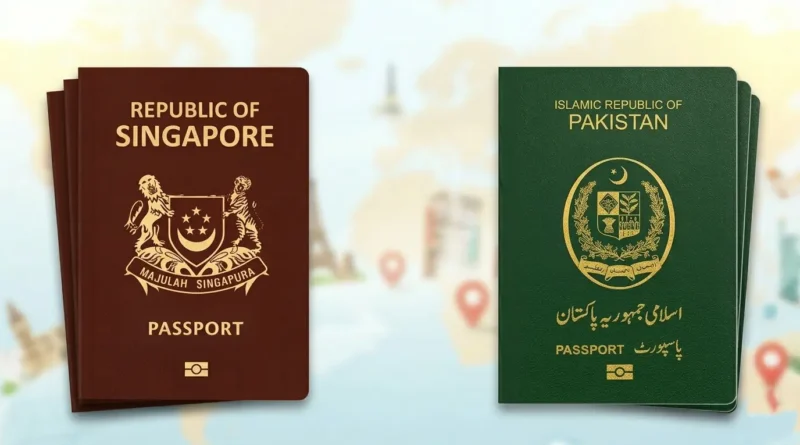 Henley Passport Index 2026 showing Singapore as strongest and Pakistan among the weakest passports