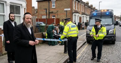Police cordoned off the area in Stamford Hill London after a stabbing incident involving two Jewish men.