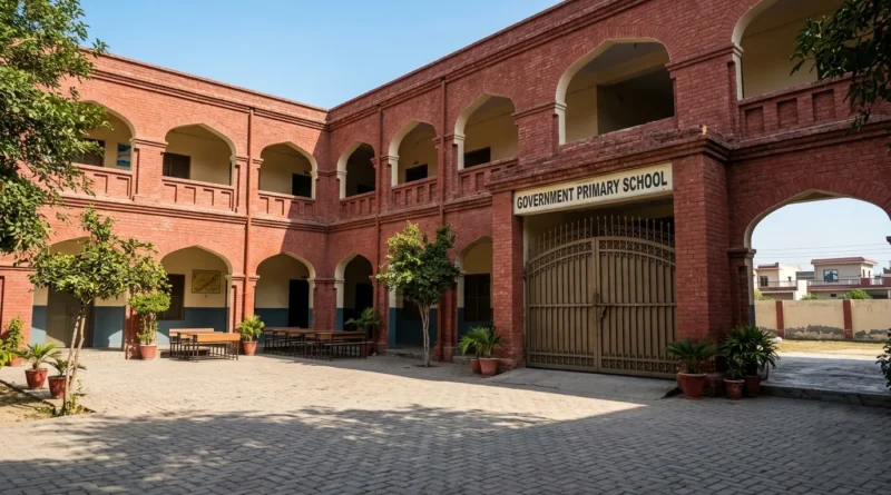 پنجاب کے اسکولوں میں موسم گرما کی تعطیلات کا منظر، خالی اسکول کی عمارت۔