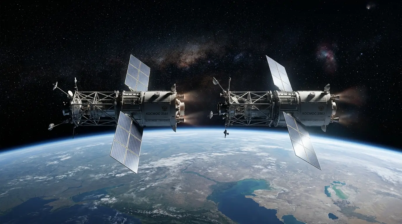 Russian military satellites Cosmos 2581 and 2583 moving close in orbit