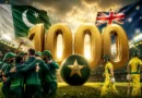 Pakistan and Australia captains holding 1000th ODI commemorative bat at Pindi Cricket Stadium Rawalpindi