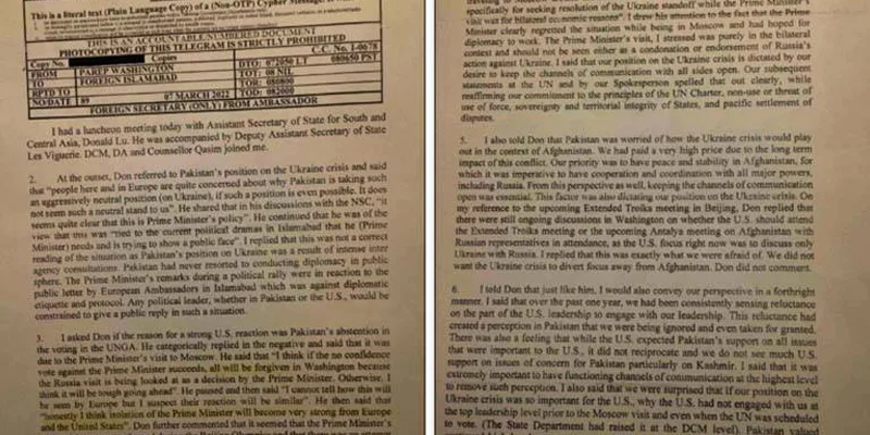 عمران خان سائفر کیس اور امریکی محکمہ خارجہ کی مبینہ خفیہ دستاویز