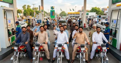 A conceptual thumbnail showing a 150 rupees price drop in Pakistan fuel prices with a green downward arrow and digital petrol pump board displaying 150.00.