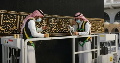 Ghilaf e Kaaba (Kiswa) changing ceremony at Masjid al-Haram, Mecca.