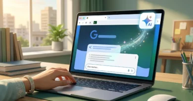 Google Chrome browser with Gemini AI feature built in on a laptop screen