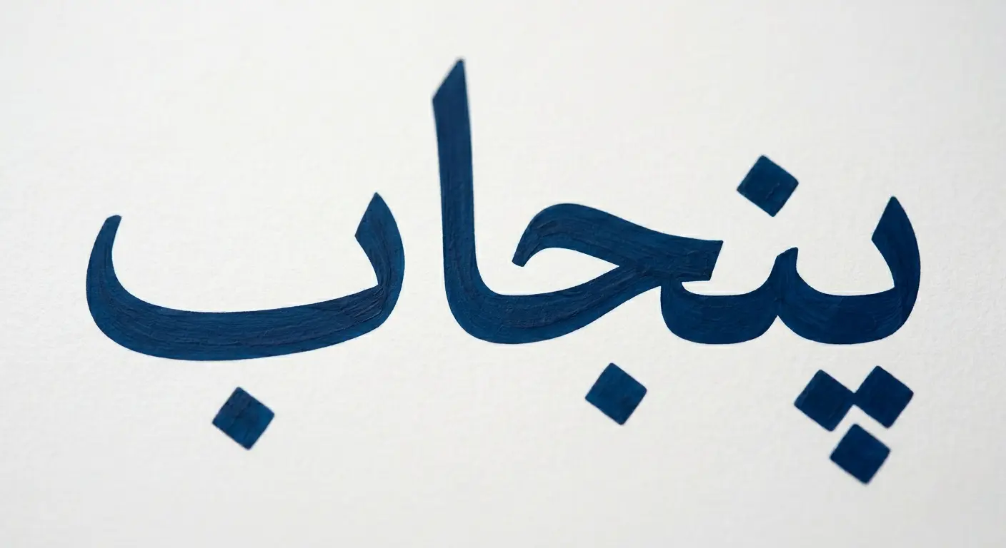 A bold and large Urdu text reading 'Punjab' written in dark blue ink centered on a clean white textured paper background, designed as a minimalist video thumbnail.