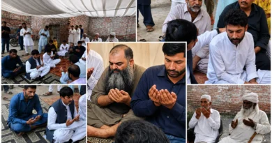 ایم پی اے رانا راشد منہاس، عامر سندھو، منیر جٹ اور ملک شعبان سانحہ کاہنہ کے لواحقین سے تعزیت اور دعا کرتے ہوئے