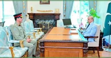 Prime Minister Shehbaz Sharif meeting newly appointed Commander National Strategic Command Four-Star General Aamer Raza in Prime Minister Office Islamabad