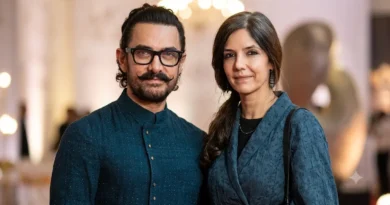 Bollywood actor Aamir Khan with his wife Gauri Spratt at their wedding event in Mumbai.