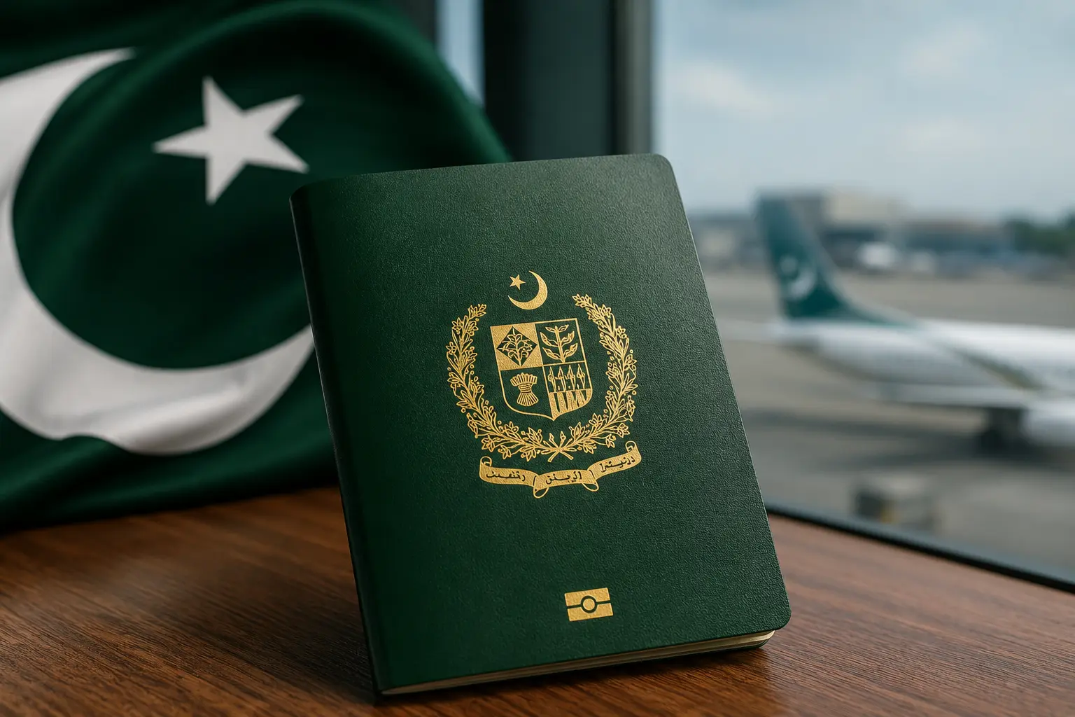 A close-up of a green Pakistani passport on a world map, indicating the 101st rank in the Henley Passport Index 2026.