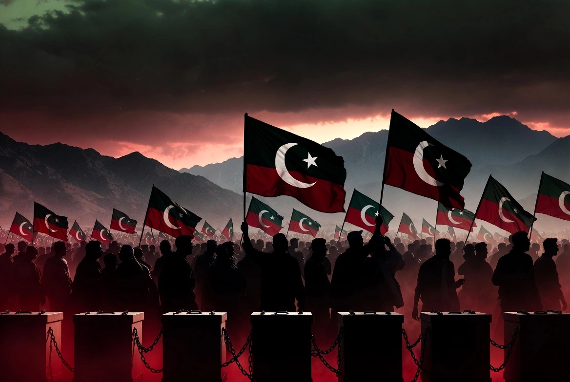 آزاد کشمیر انتخابات کے بائیکاٹ کی خبر کے لیے پی ٹی آئی کا جھنڈا