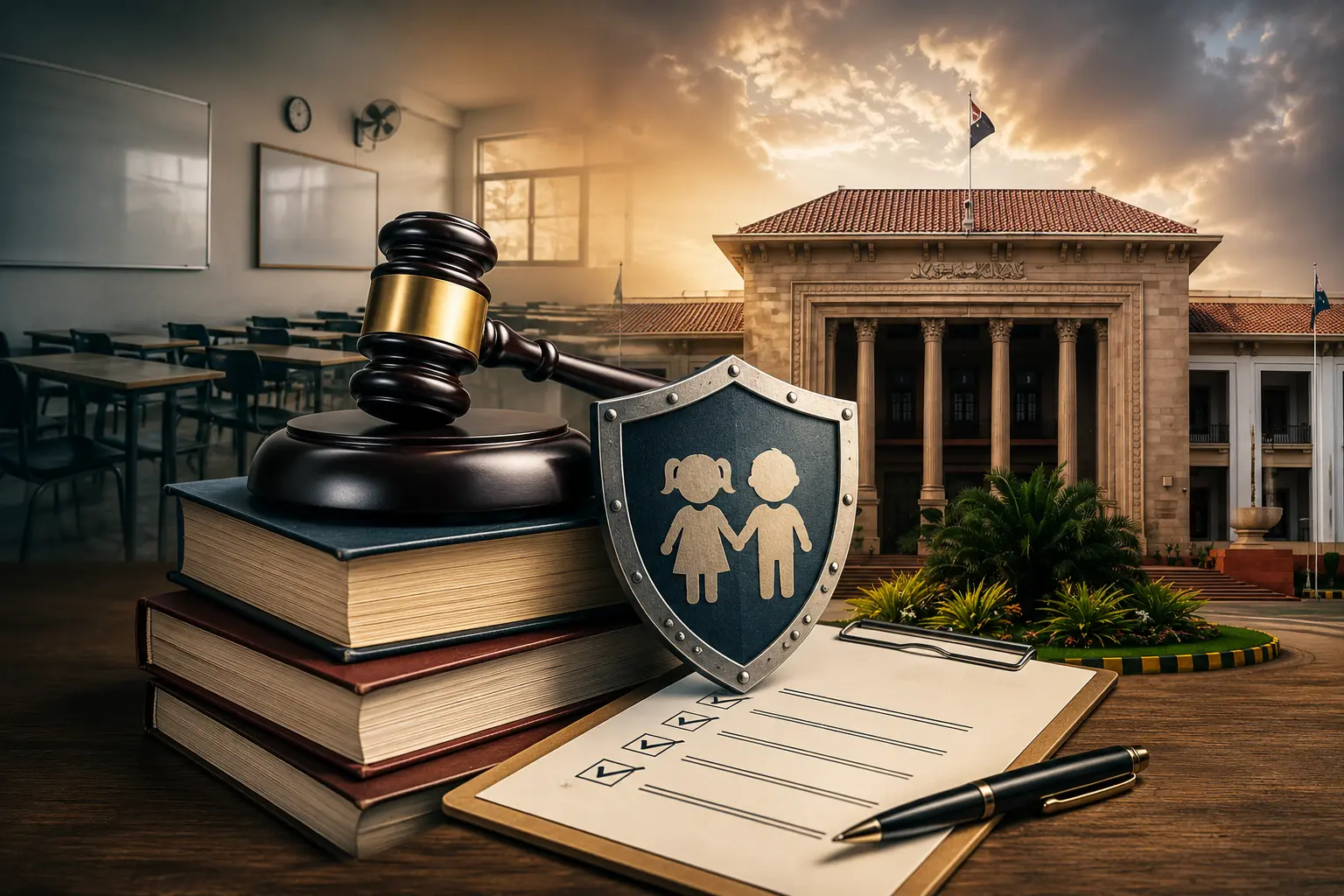 An image contrasting an old classroom with a modern registered educational setup in Punjab, representing the 1984 ordinance amendment for tuition centers.
