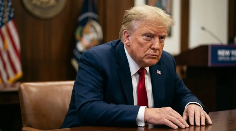 Donald Trump sitting at a table looking solemn amid health concerns and weight gain reports