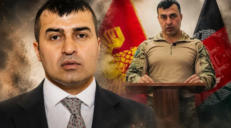 "سابق افغان جنرل سمیع سادات فوجی وردی میں افغانستان کے پرچم کے ساتھ، دوسری طرف طالبان اور دیگر گروہوں کا عکس، خبر تھمب نیل"