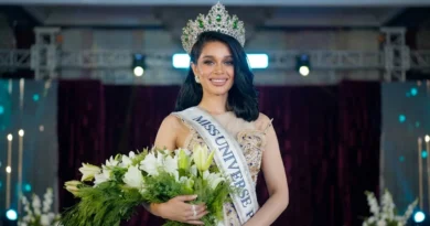 Misbah Arshad holding flowers after winning Miss Universe Pakistan 2026 title in Manila, Philippines