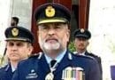 Air Vice Marshal Hassan Faisal delivering a speech at Mazar-e-Quaid during Pakistan Air Force guards changing ceremony.