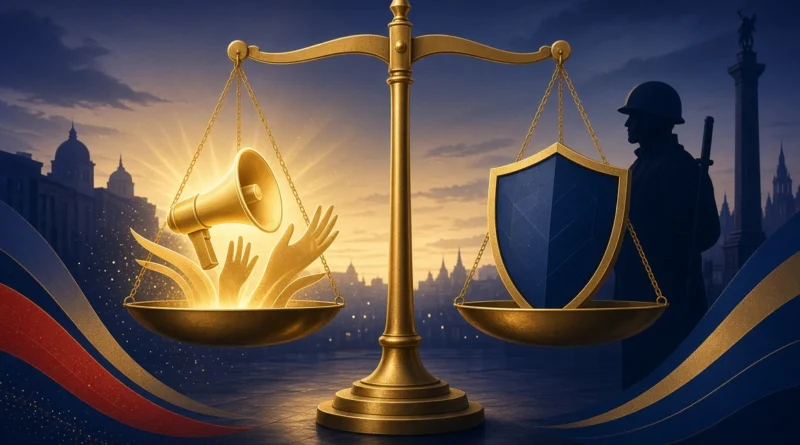 A conceptual image highlighting the debate over political protests, security challenges, and government responsibilities in Pakistan.