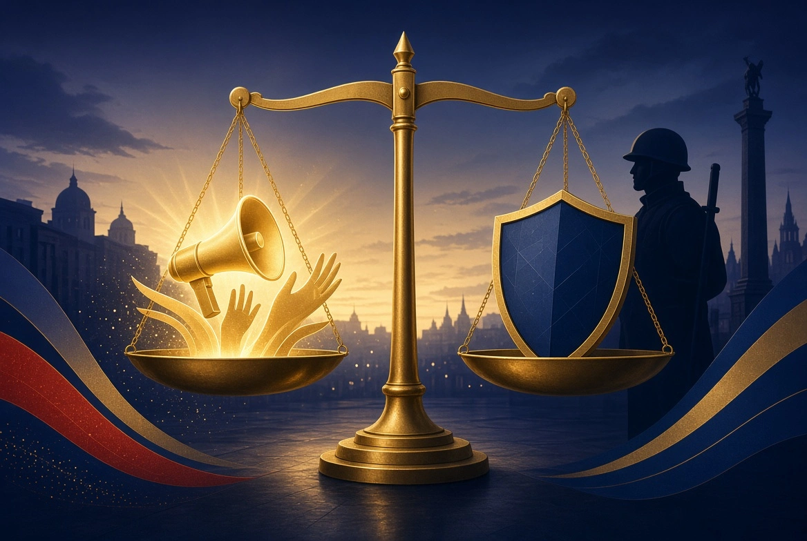 A conceptual image highlighting the debate over political protests, security challenges, and government responsibilities in Pakistan.
